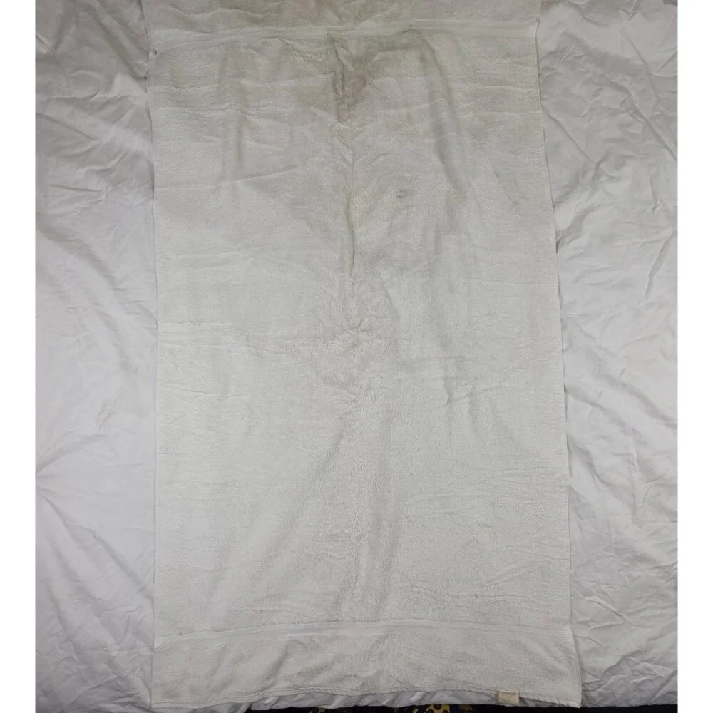 Vintage Stevens White Bath Towel 53x30 Made In USA Summer Solid